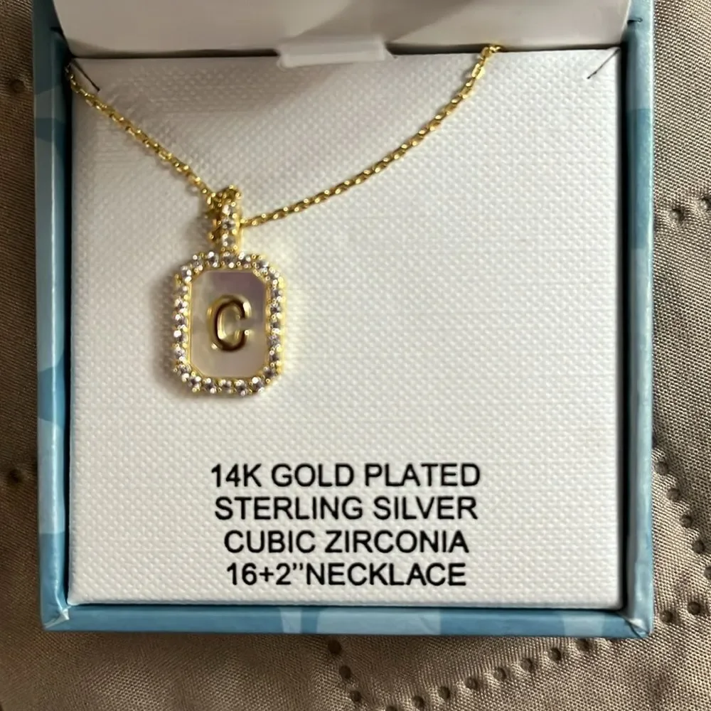 Gold Plated Sterling Silver Necklace with Initial C Pendant - Picture 5 of 5